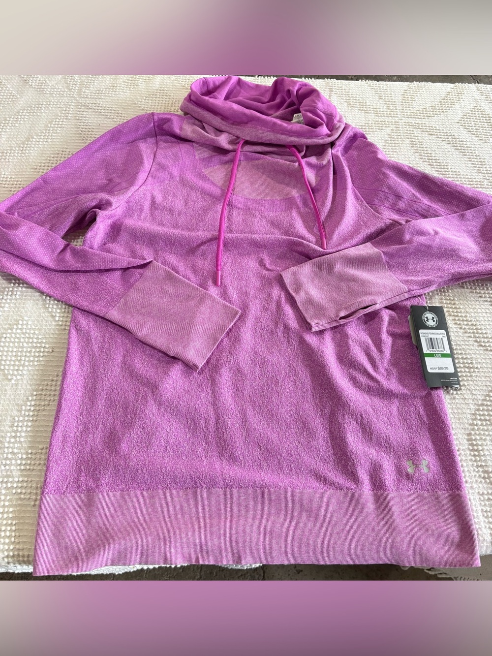 Under Armour Threadborne HeatGear Cowl Neck Purple Pullover Large NWT